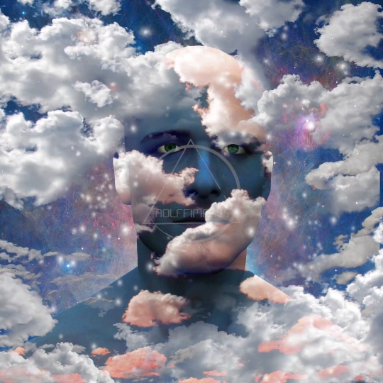 Mans with stars and clouds
